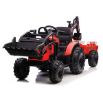 Elektrický traktor s lyžicou a vlečkou SX2068 - červený